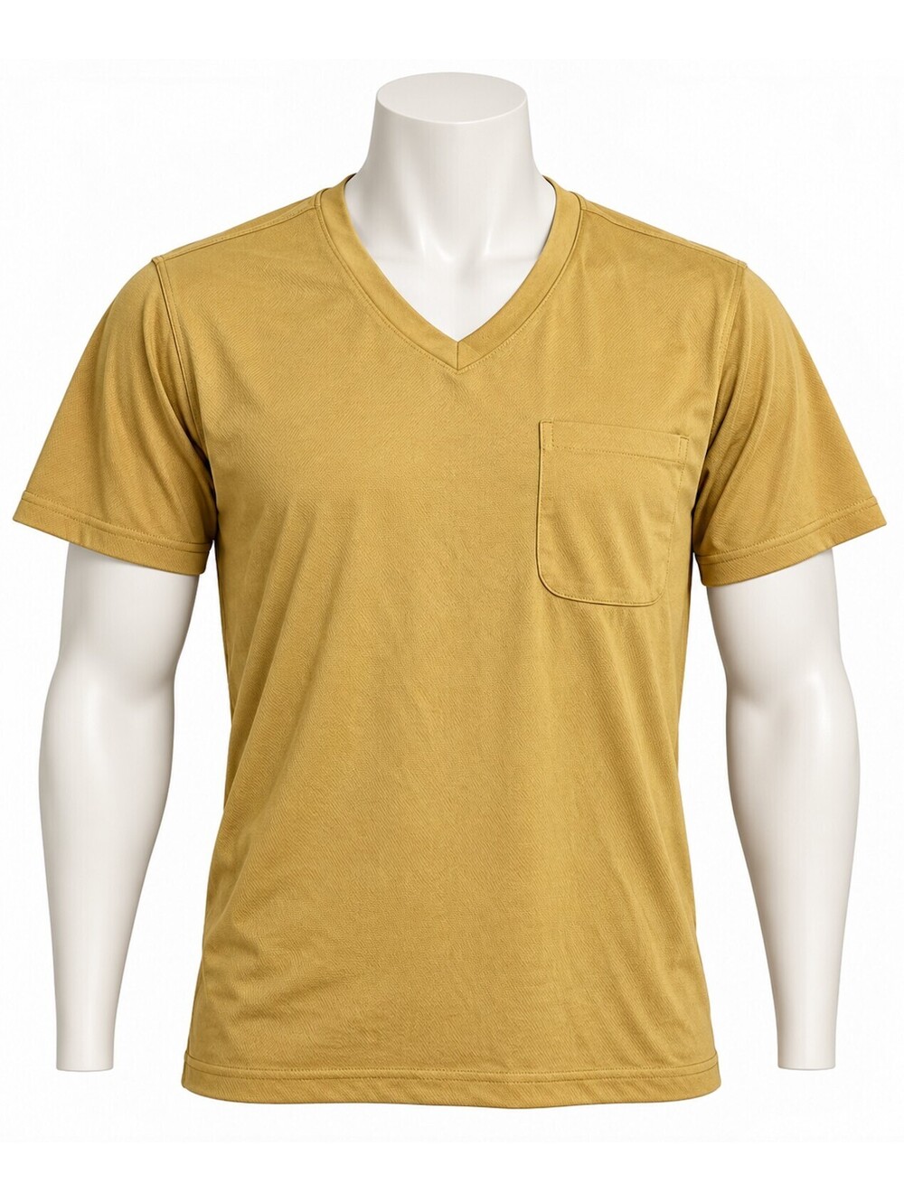 Stone Creek Men's Medium Yellow Mesh V-Neck Shirt Pocket